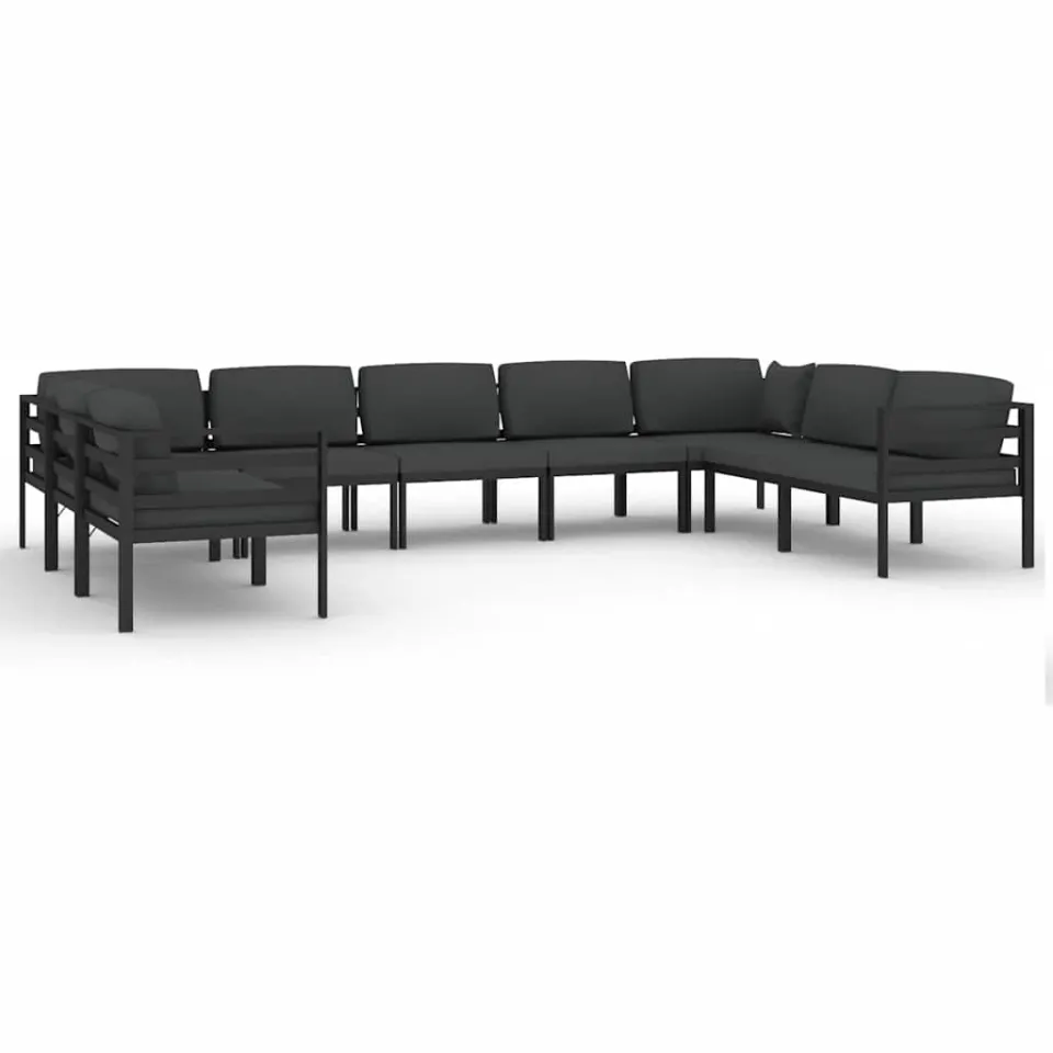 vidaXL 9-delige Loungeset met kussens aluminium antracietkleurig, foto 3