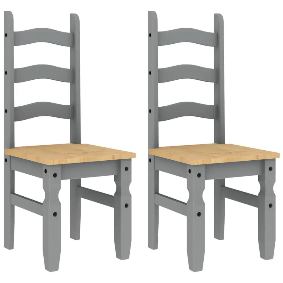 vidaXL Eetkamerstoelen 2 st Corona 42x47x107 cm grenenhout grijs