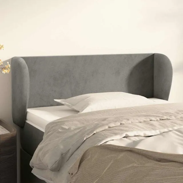 vidaXL Hoofdbord met randen 83x23x78/88 cm fluweel lichtgrijs grijs