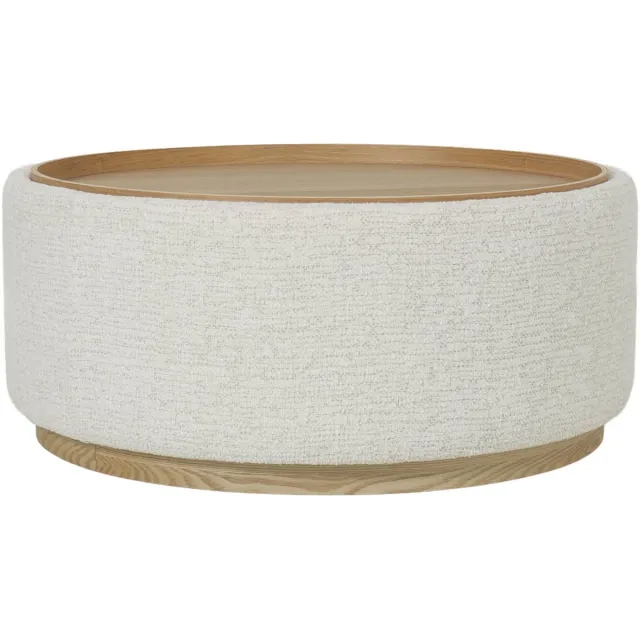 DÉJA Living Salontafel Marcia - Rond Beige/Naturel - Incl. Opbergruimte - Ø83cm