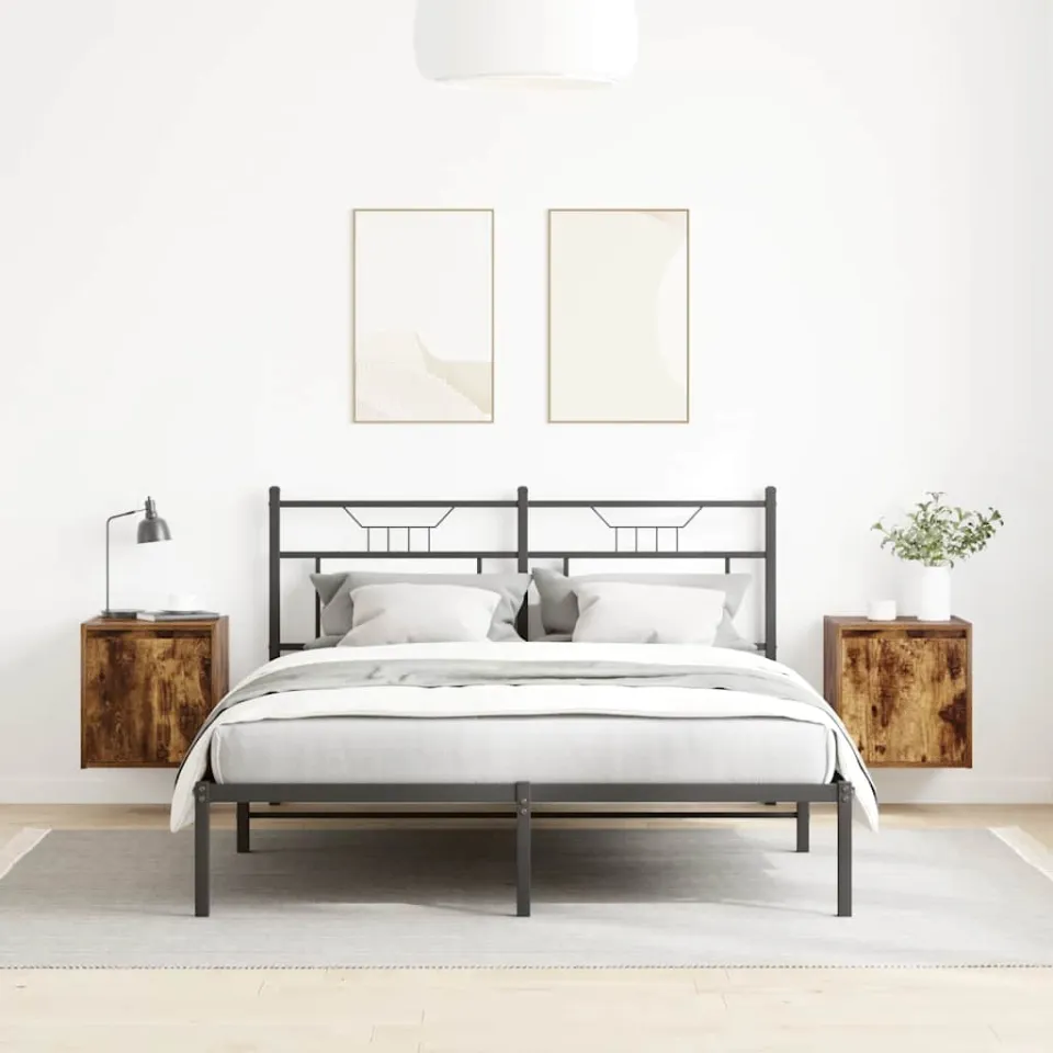 vidaXL Nachtkastjes 2 st wandgemonteerd 38x34x40 cm gerookt eikenkleur, foto 2