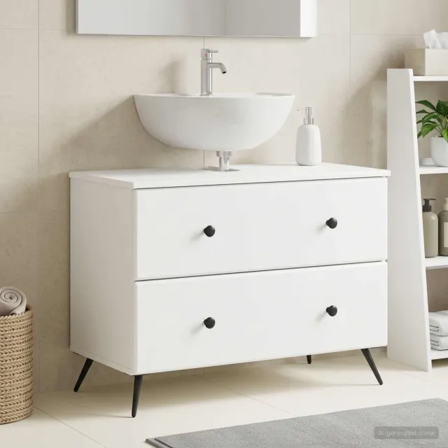 vidaXL Badkamer wastafelkast BREDA Wit 82 x 41 x 59 cm Bewerkt hout, foto 2
