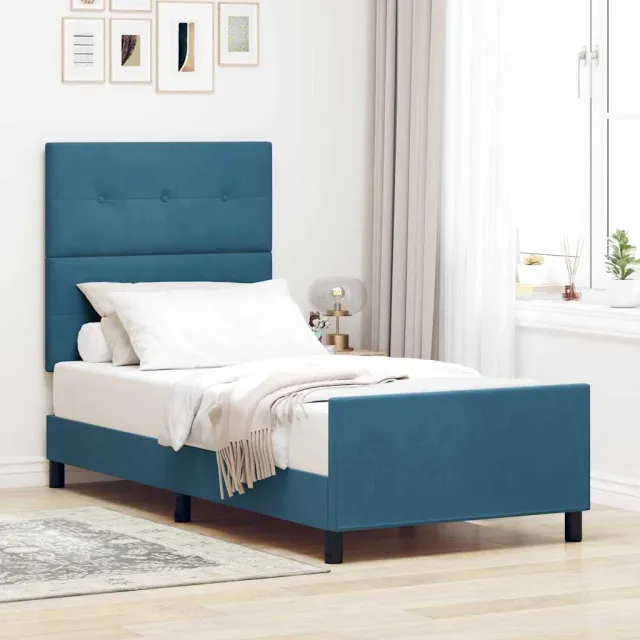 vidaXL Boxspringbed met hoofdeinde Donkerblauw 90 x 200 cm Fluweel