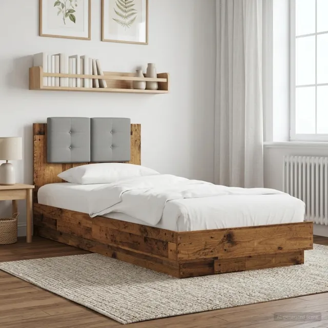 vidaXL Bedframe met Hoofdeinde Oud hout 80 x 200 cm Bewerkt hout Bruin