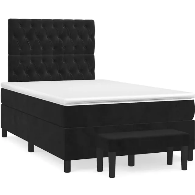 vidaXL Boxspring met matras fluweel zwart 120x190 cm