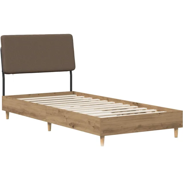vidaXL Eenpersoonsbed met hoofdbord Artisan eiken en taupe 90 x 200 cm Bruin