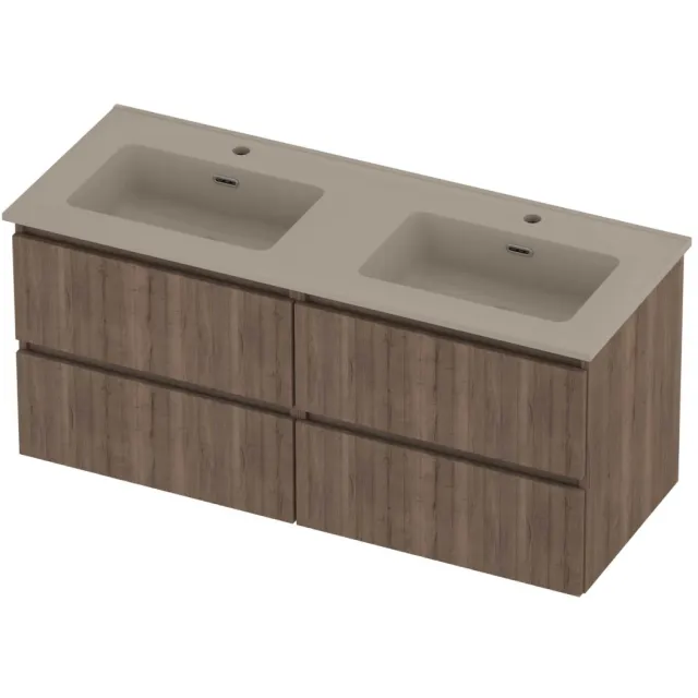 Proline Tribute Badmeubelset Porselein Elegant 4 Laden 120x46x54 cm Mat Crème Cotton Terra Oak Eiken