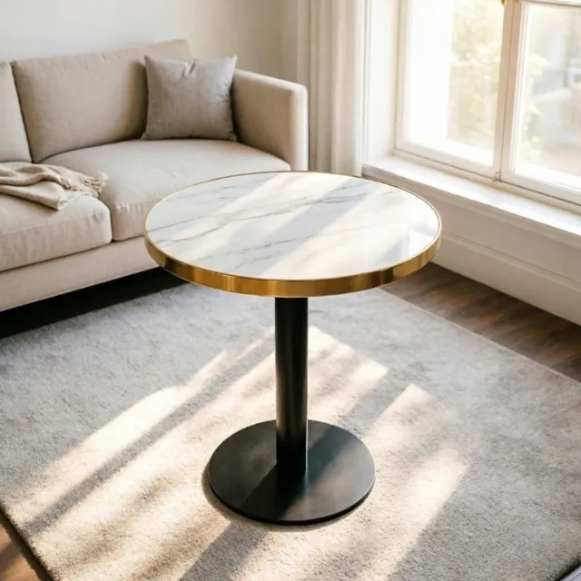 CHICFURN Bijzettafel - UV-gecoat blad - Rond - Wit
