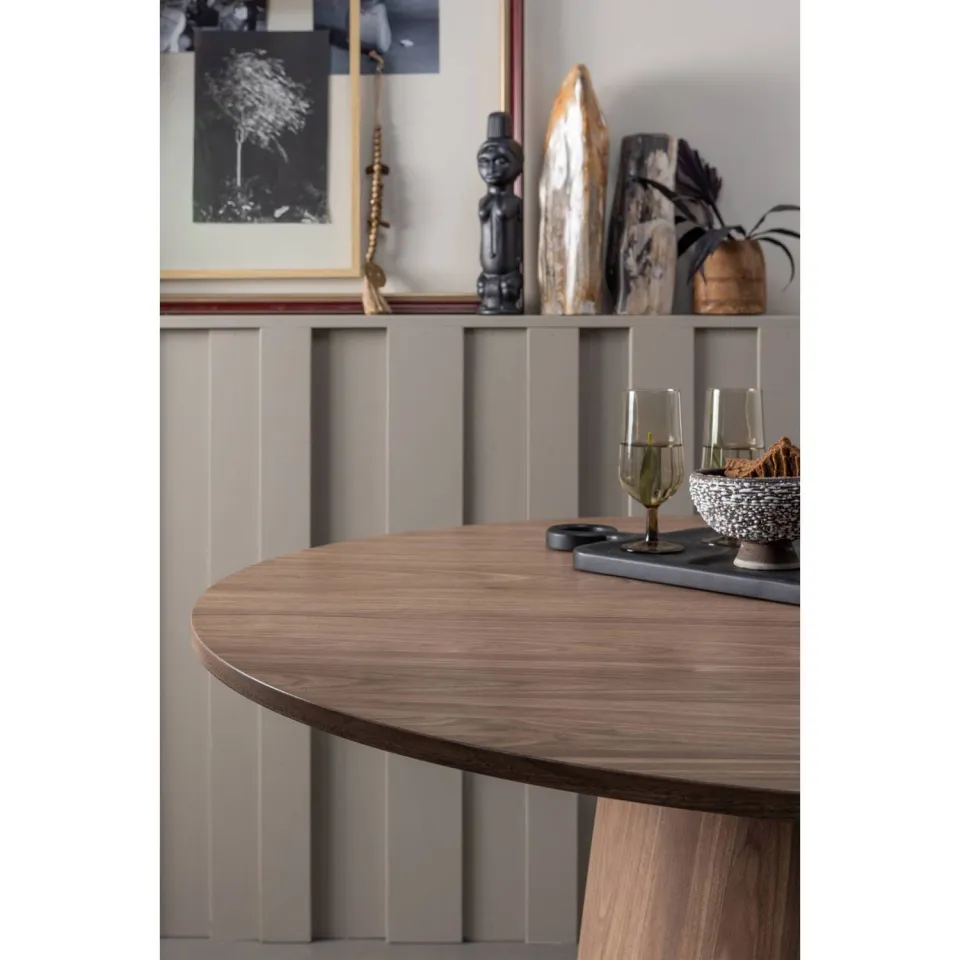 WOOOD Maan Eettafel - MDF - Walnoot - 75x120x120, foto 2