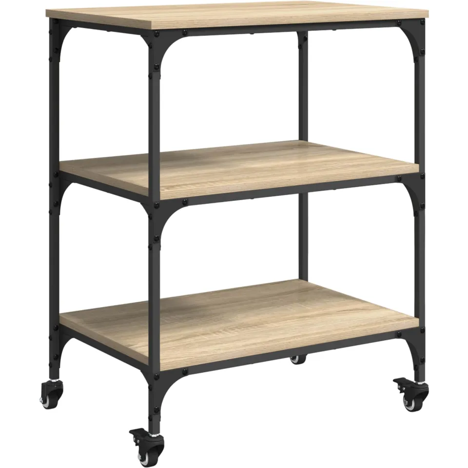 vidaXL Keuken Trolley Sonoma Eiken 60 x 41 x 76 cm Bewerkt hout, foto 3