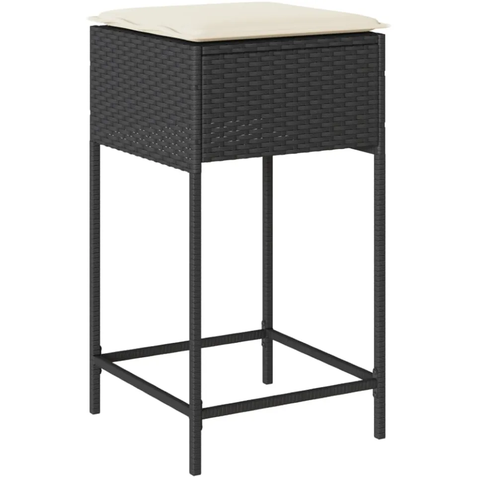 vidaXL 5-delige Tuinbarset met kussens poly rattan zwart, foto 4
