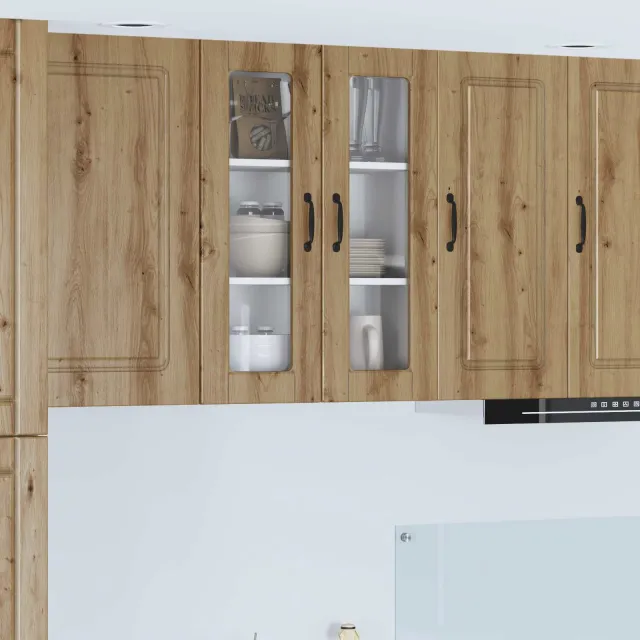 vidaXL Wandglas cabinet PORTO Artisanaal eiken 60 x 31 x 80 cm Bruin