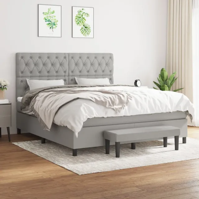 vidaXL Boxspring met matras stof lichtgrijs 160x200 cm grijs