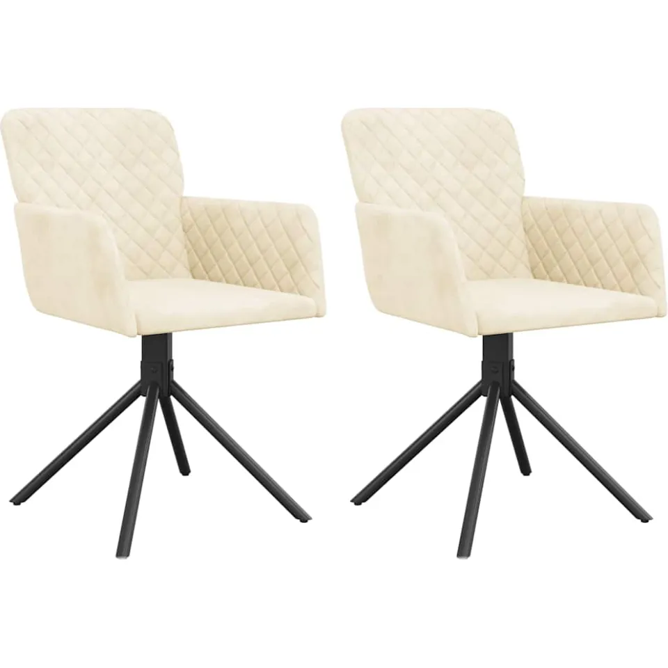 vidaXL Eetkamerstoelen draaibaar 2 st fluweel crèmekleurig, foto 3