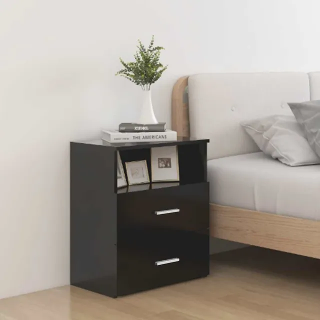 vidaXL Nachtkastjes 2 st 50x32x60 cm zwart, foto 2