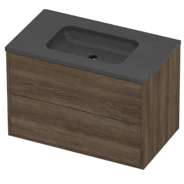 Proline Rollo Badmeubelset Hardsteen Elegant 2 Laden 80x46x54 cm Blue Stone Vital Oak Eiken