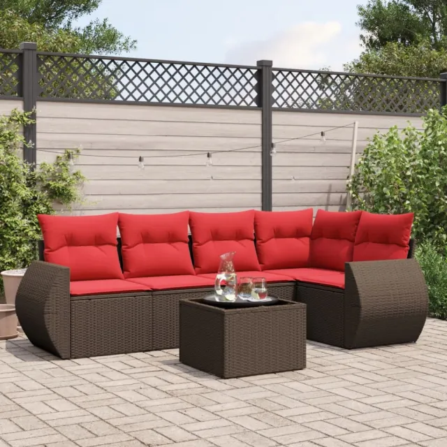 vidaXL 6-delige tuinbankset met kussens, bruin polyrotan, foto 2