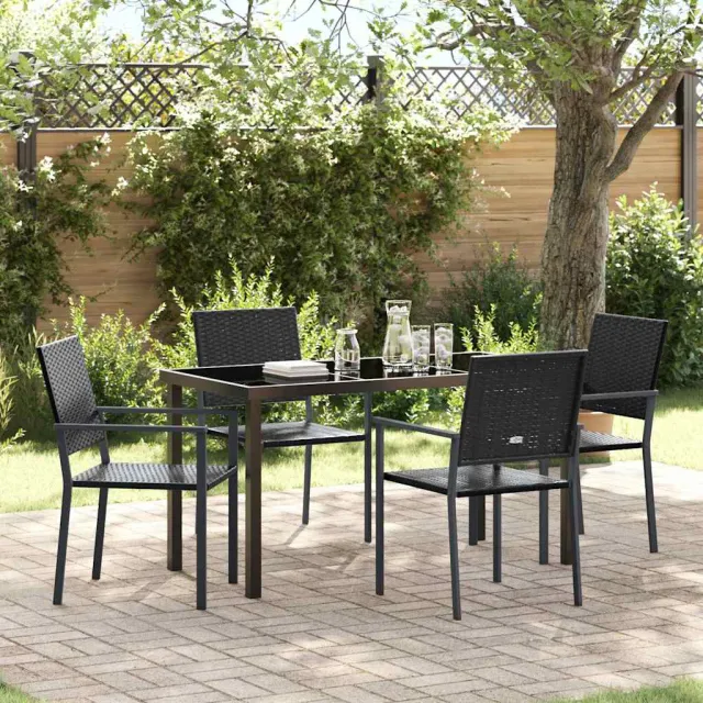 vidaXL Tuin eettafelset 5 st Zwart PE Rattan