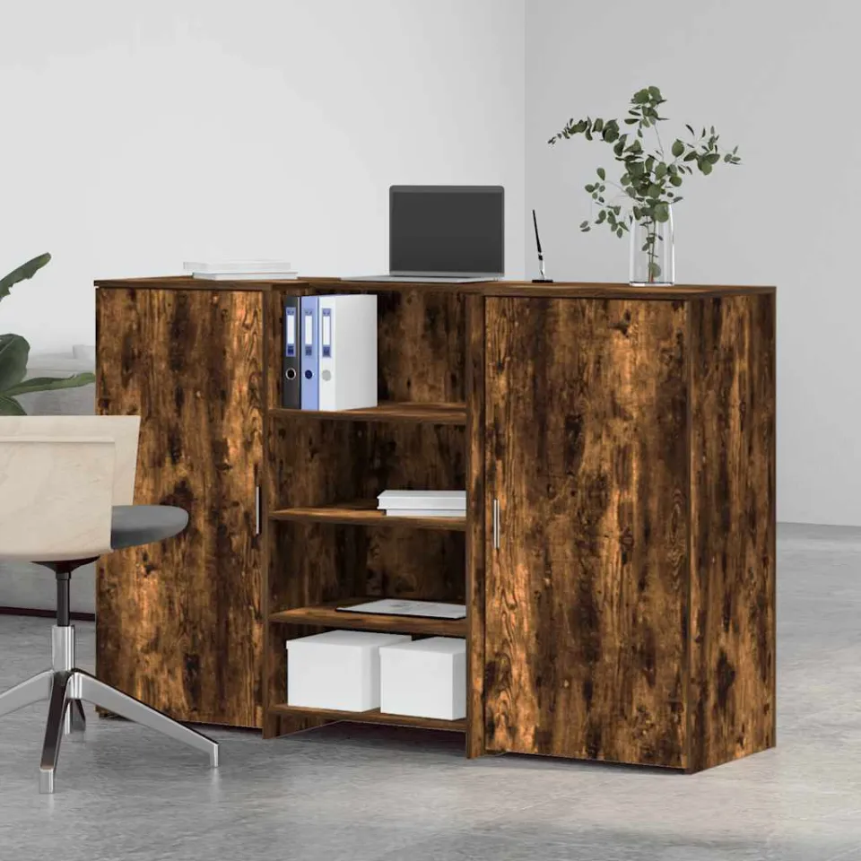 vidaXL Receptiebalie 155x50x103,5 cm bewerkt hout gerookt eikenkleurig, foto 2