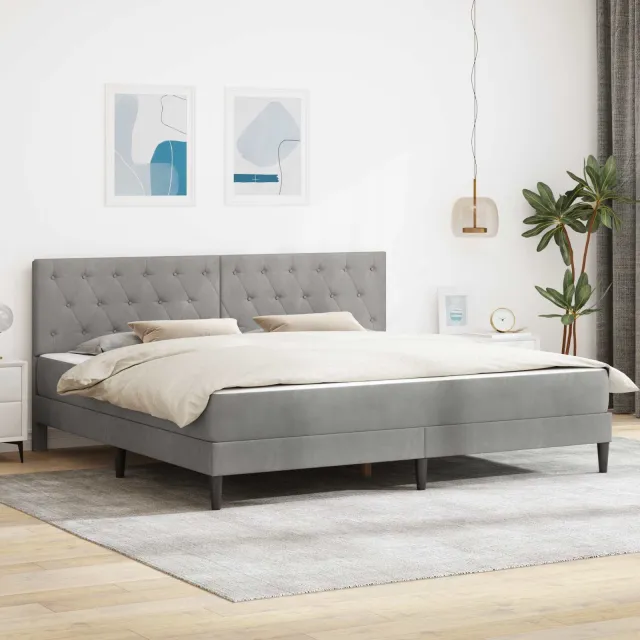 vidaXL Bedframe met matras Lichtgrijs 200 x 200 cm fluweel