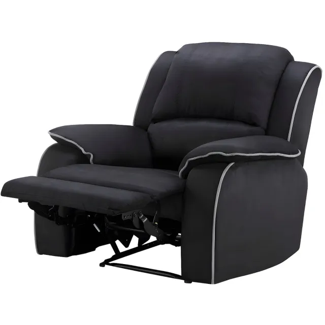 Vente-unique Driezits, tweezits relaxbank en relaxfauteuil van microvezel HERNANI - Zwart