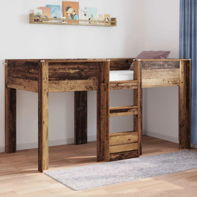 vidaXL Bunk Bed voor Kinderen Oudhout 80 x 200 cm Bewerkt hout Bruin
