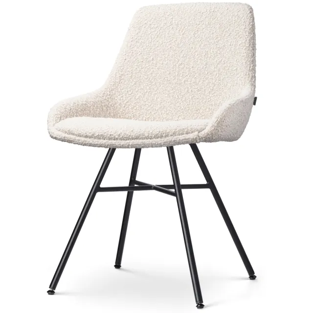 Nolon Noa-Isa eetkamerstoel bouclé beige - zwart onderstel