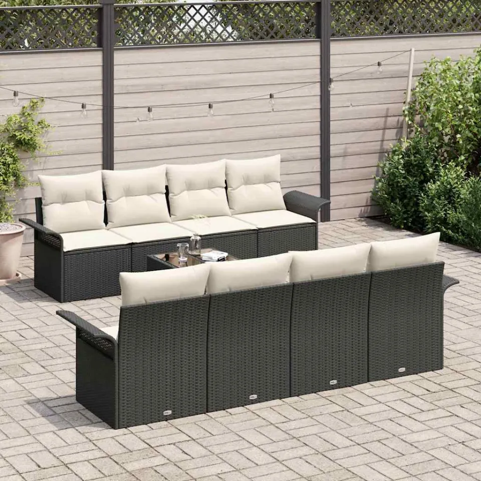 vidaXL Tuin Sofa Set 9 st Zwart poly rattan, foto 3