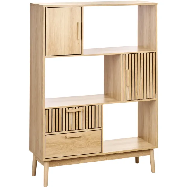 Beliani LYNWOOD - Boekenkast - Lichthout - MDF Bruin