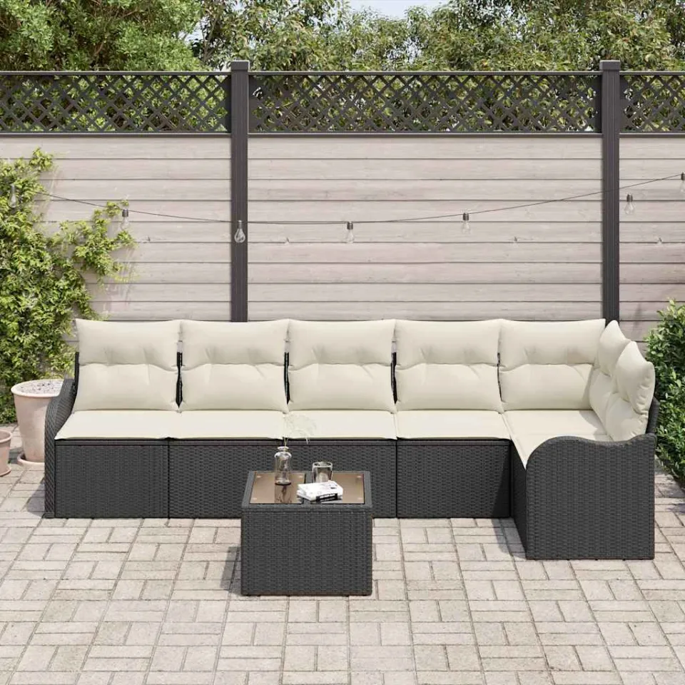 vidaXL Tuin Sofa Set Zwart poly rattan, foto 3