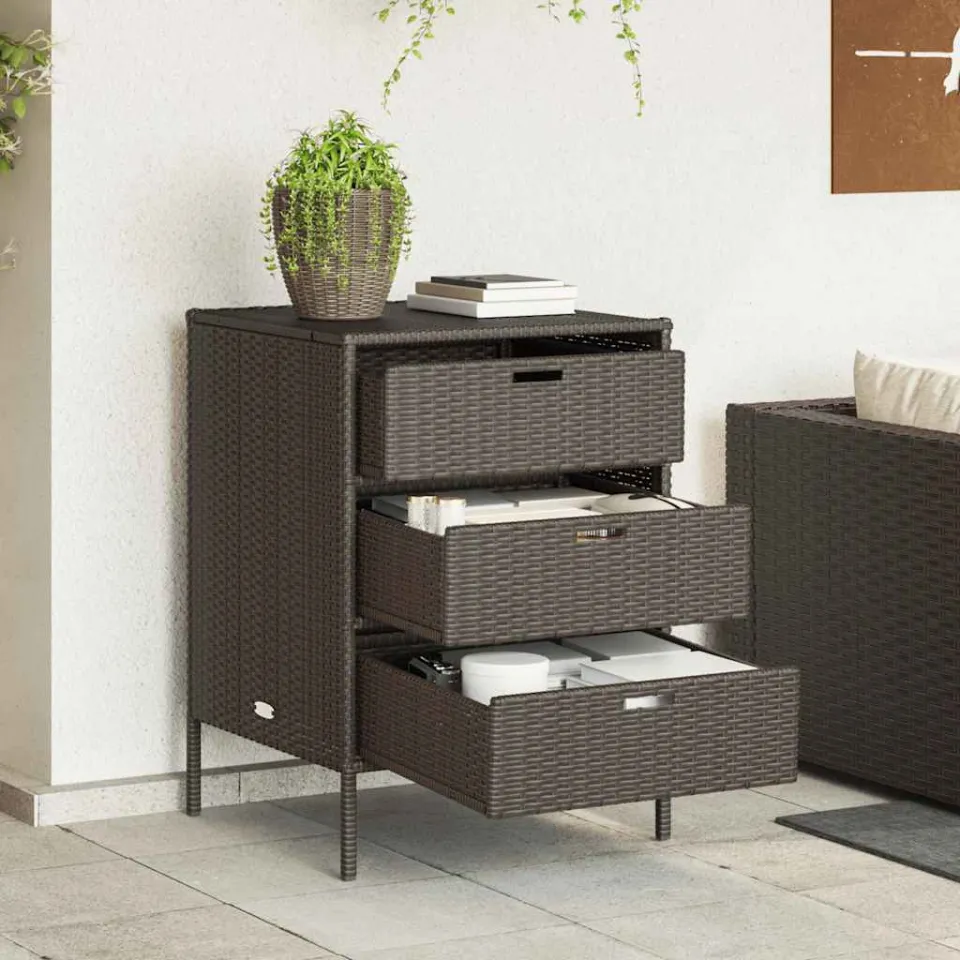 vidaXL Tuinkast 55x59x80 cm poly rattan bruin, foto 2