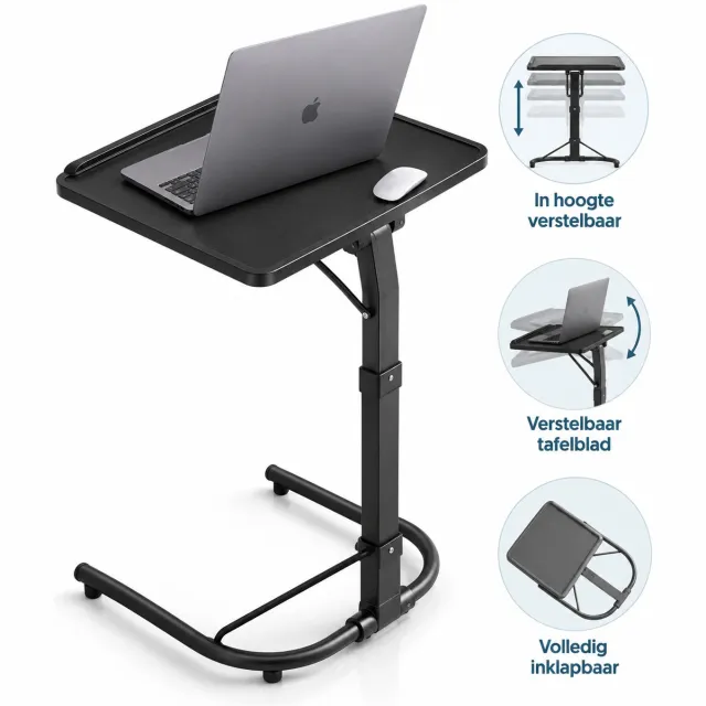 Merah Inklapbaar Laptoptafel - Bedtafel Verstelbaar in Hoogte & Hoek - Banktafel - Ergonomisch - Zwart Inklapbaar - Laptoptafel - Zwart