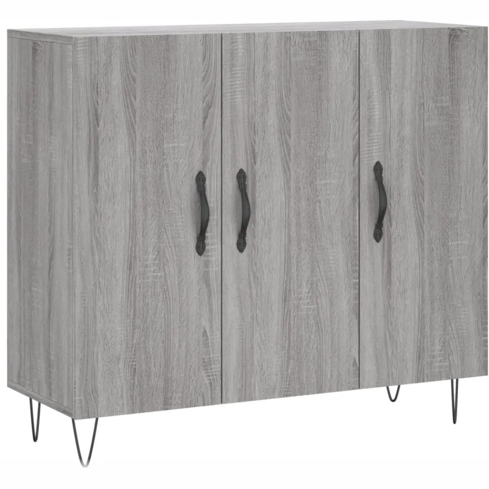 vidaXL Dressoir 90x34x80 cm bewerkt hout grijs sonoma eikenkleurig, foto 3