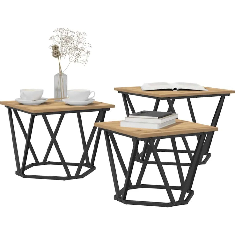 vidaXL Salontafel 3 st Artisan Eiken 50 x 50 x 40 cm Bruin