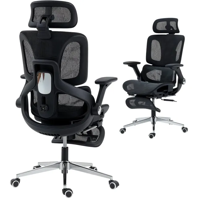 Homcom bureaustoel - Mesh (100% polyester) - 67 x 74 x 132 cm - Zwart