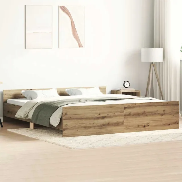 vidaXL Bedframe zonder matras spaanplaat artisanaal eikenkleurig Bruin