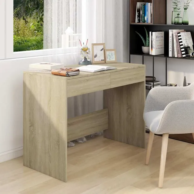 vidaXL Bureau 101x50x76,5 cm bewerkt hout sonoma eikenkleurig Beige