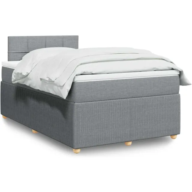 vidaXL Boxspring met matras stof lichtgrijs 120x190 cm grijs