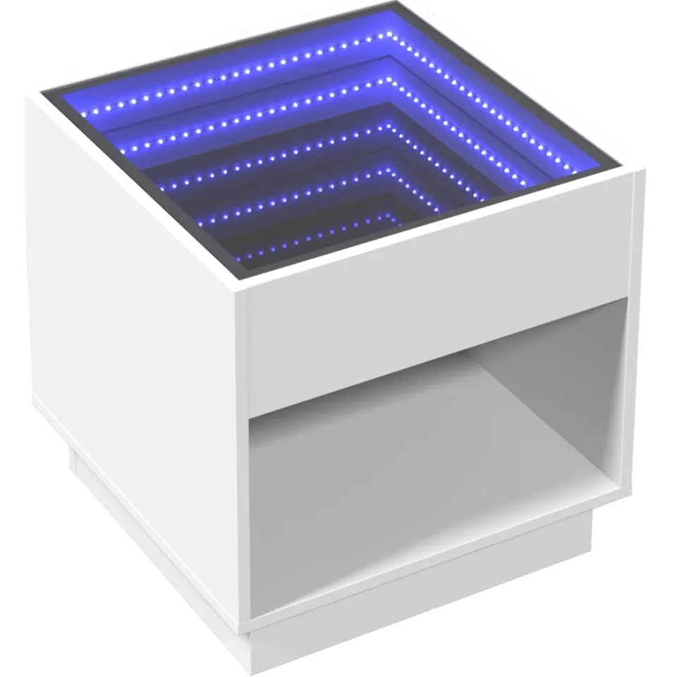 vidaXL Nachtkastje met Infinity LED 50x50x50 cm wit