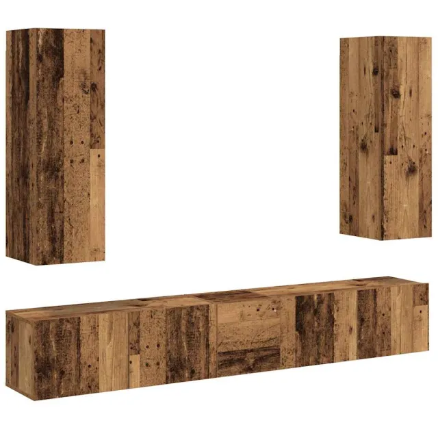 vidaXL Tv-wandkasten 5 st bewerkt hout oud houtkleurig Bruin