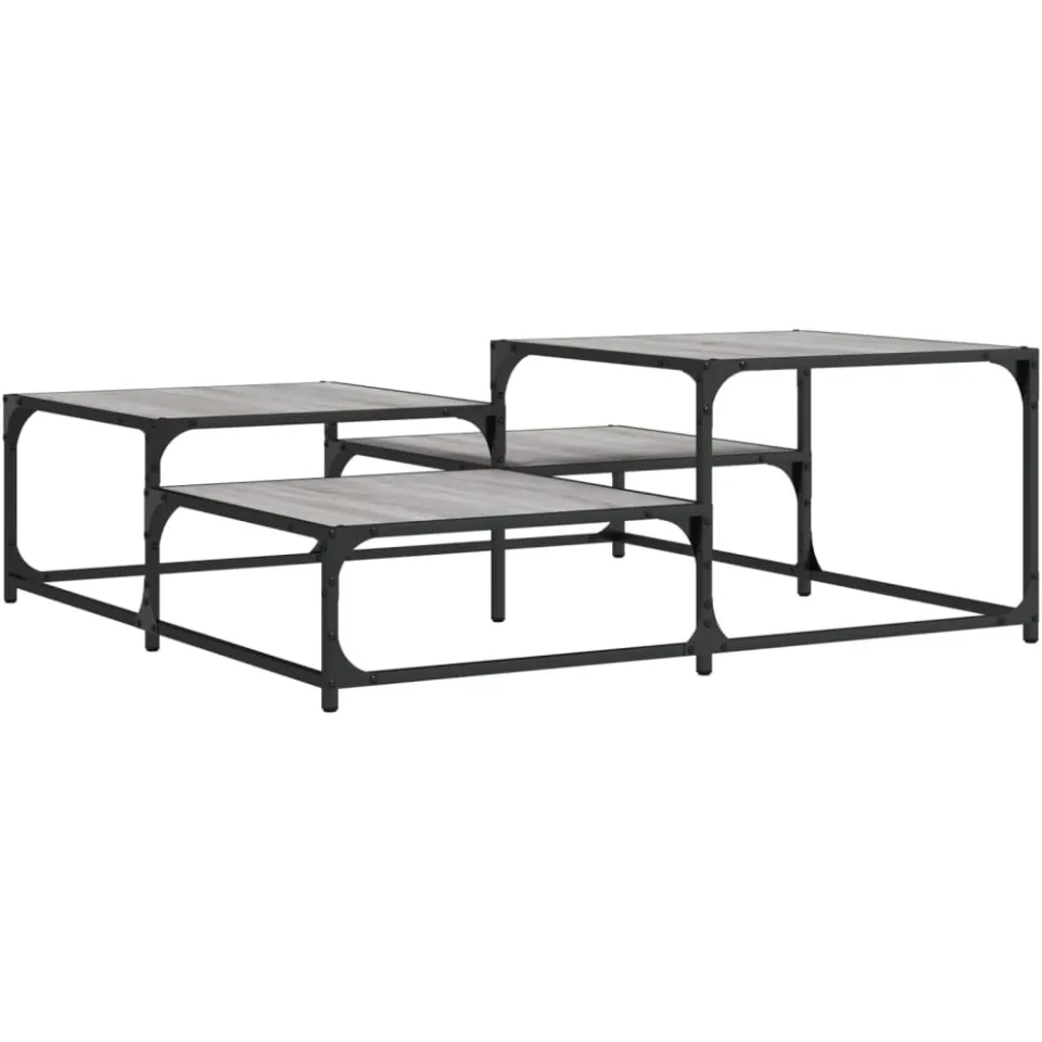 vidaXL Salontafel 107x107x40 cm bewerkt hout grijs sonoma eikenkleurig, foto 4