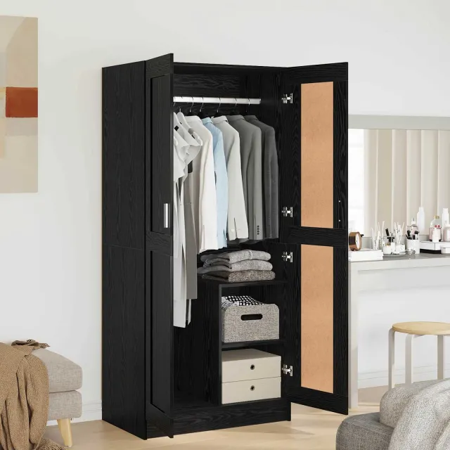 vidaXL Kledingkast Zwart Eiken 82,5 x 51,5 x 180 cm Bewerkt hout, foto 2