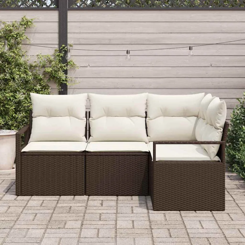 vidaXL Bankstel 4 pcs Bruin poly rattan, foto 2