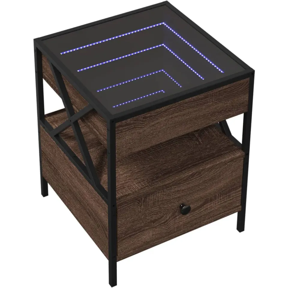 vidaXL Salontafel met Infinity LED 40x40x51 cm bruin eikenkleurig, foto 4