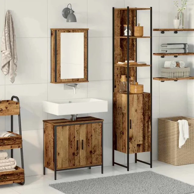 vidaXL Badkamermeubelset 3 st Bruin Bewerkt hout