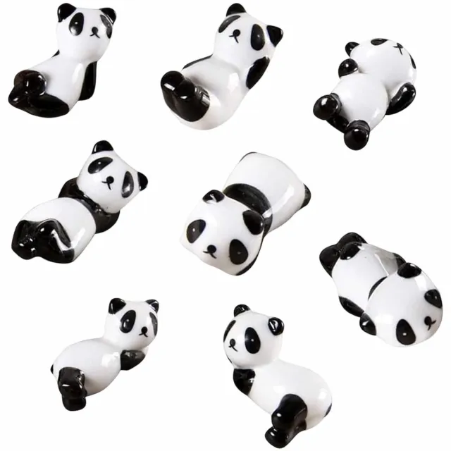 Famanu Set van 8 schattige keramische eetstokjeshouders in panda design, een leuke en praktische decoratie voor tafels tijdens feestjes, banketten en andere speciale gelegenheden Wit