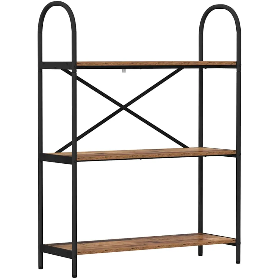 vidaXL Boekenkast 3-laags 80 x 30 x 109 cm Bewerkt hout Oudhout bruin, foto 3