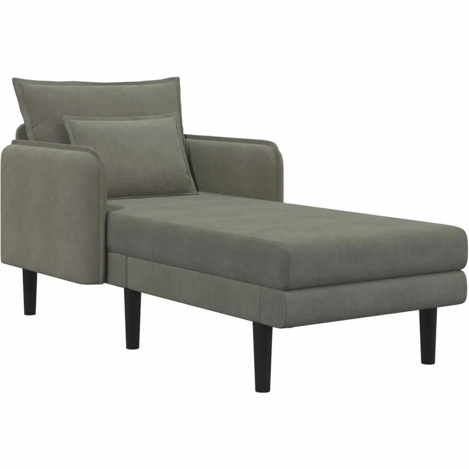vidaXL Grote chaise longue Lichtgrijs Katoenen stof