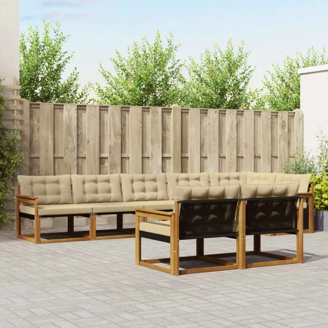 vidaXL Buiten bankenset 8 st 8-zits Natuurlijk en Beige