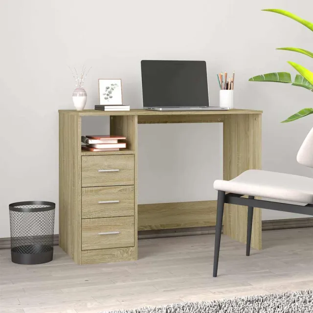 vidaXL Bureau met lades 102x50x76 cm bewerkt hout sonoma eikenkleurig Bruin